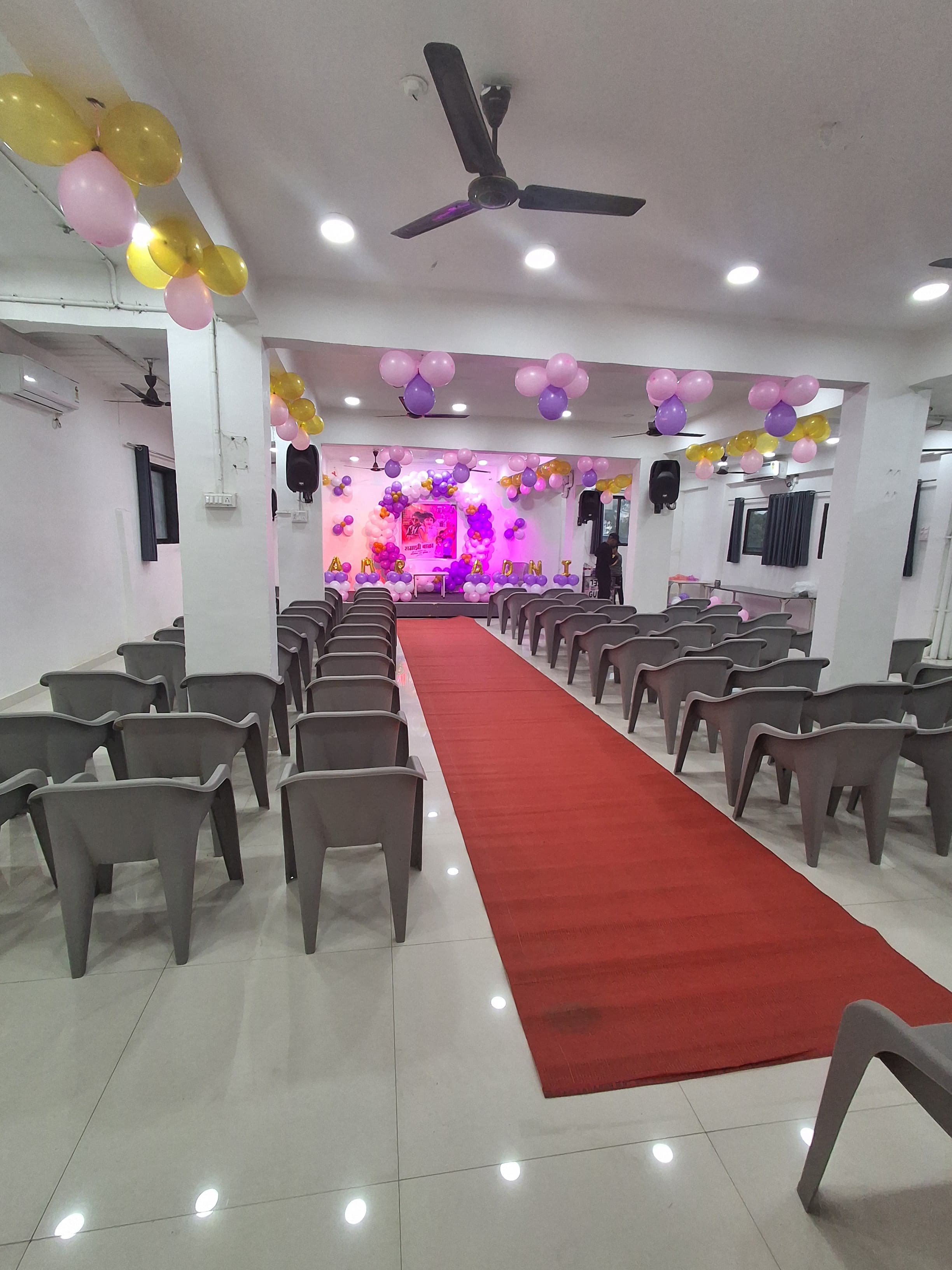 Decorated hall for a wedding event